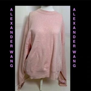 PINK WOOL SCRUNCH SLEEVE SWEATER WITH RHINESTONE CUFFS NWT $895.00  XS